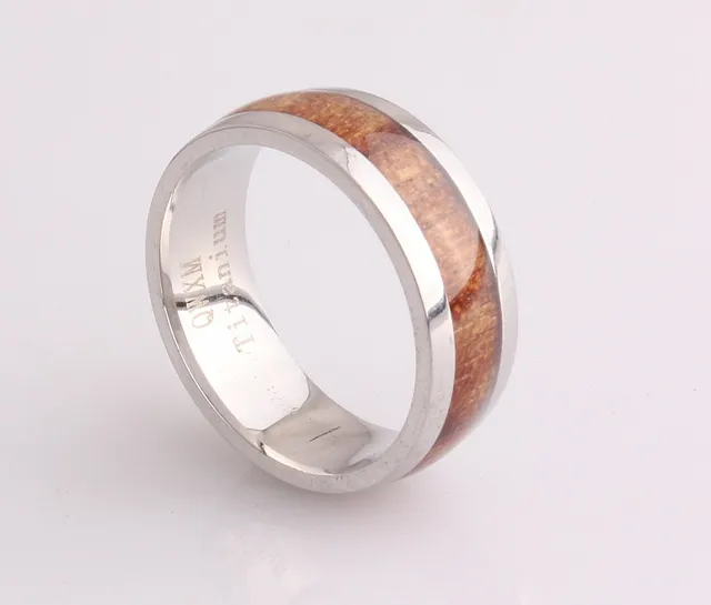 wholesale bulk 12pcs dark wood grain 8mm titanium stainless steel silver ring band eternity men women