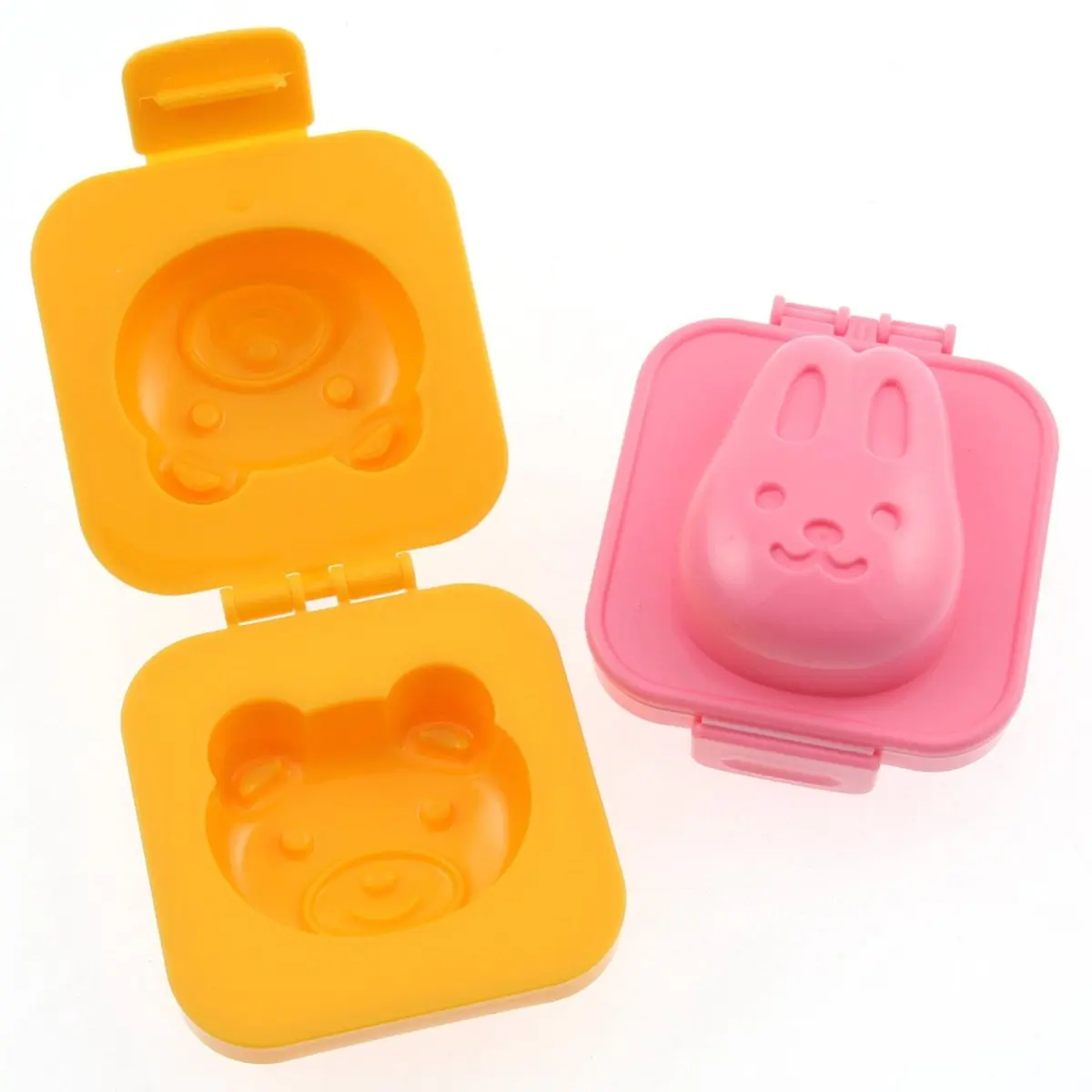 

2 Pcs/set Plastic Rabbit And Bear Egg Mold Rice Mould For Kids Breakfast Kitchen Gadgets