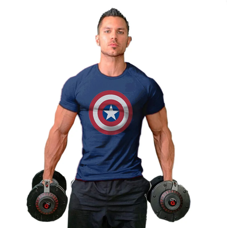 

Fashion Men T-Shirts Captain America Distressed Shield Logo Marvel Comics Adult Shirt M-2XL Cotton T-Shirts
