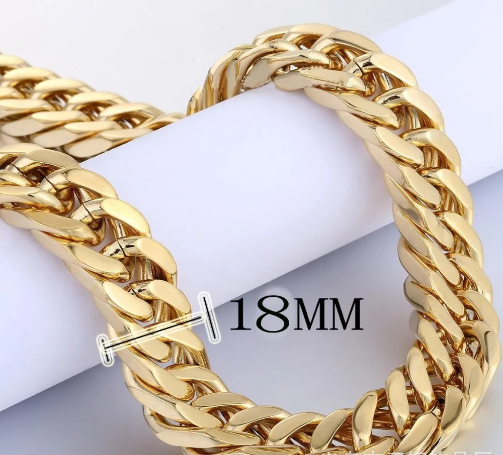 

GD Gold Necklace Men Jewelry 2 Colors Miami Cuban Chains Thick Stainless Steel Long Big Chunky Necklace