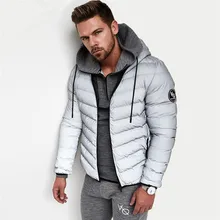 2017 Winter Mens Jacket Outwear With Artificial Cotton Hooded Collar Casual Patchwork Cotton Padded Hooded Keep Warm Coat