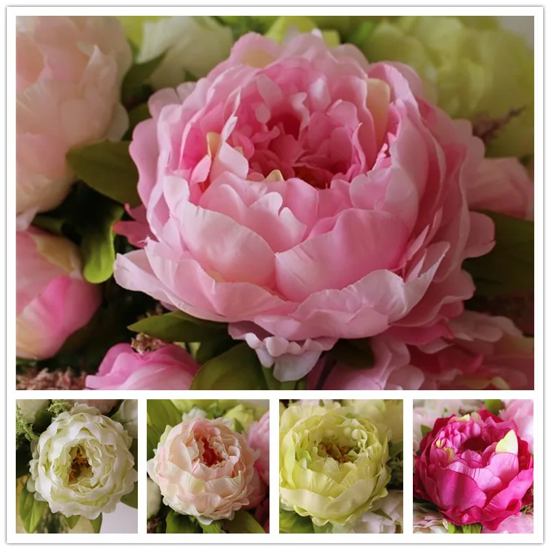 (7 headsbunch) 2017 New.Silk  Simulation  Artificial flower Peony flower bouquet for wedding home decoration (1)