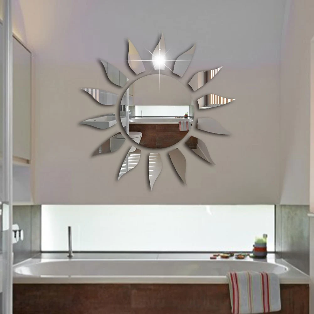 

Wall Sticker 3D Mirror Sun Shape Background Decoration for Home Living Room Bedroom FPing