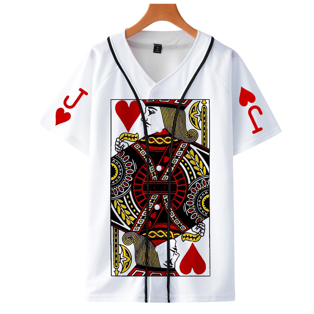 

Poker 2019 3D Printing Style New Fashion Summer Short-sleeved T-shirt New Hot Trend Casual Baseball Short Sleeve