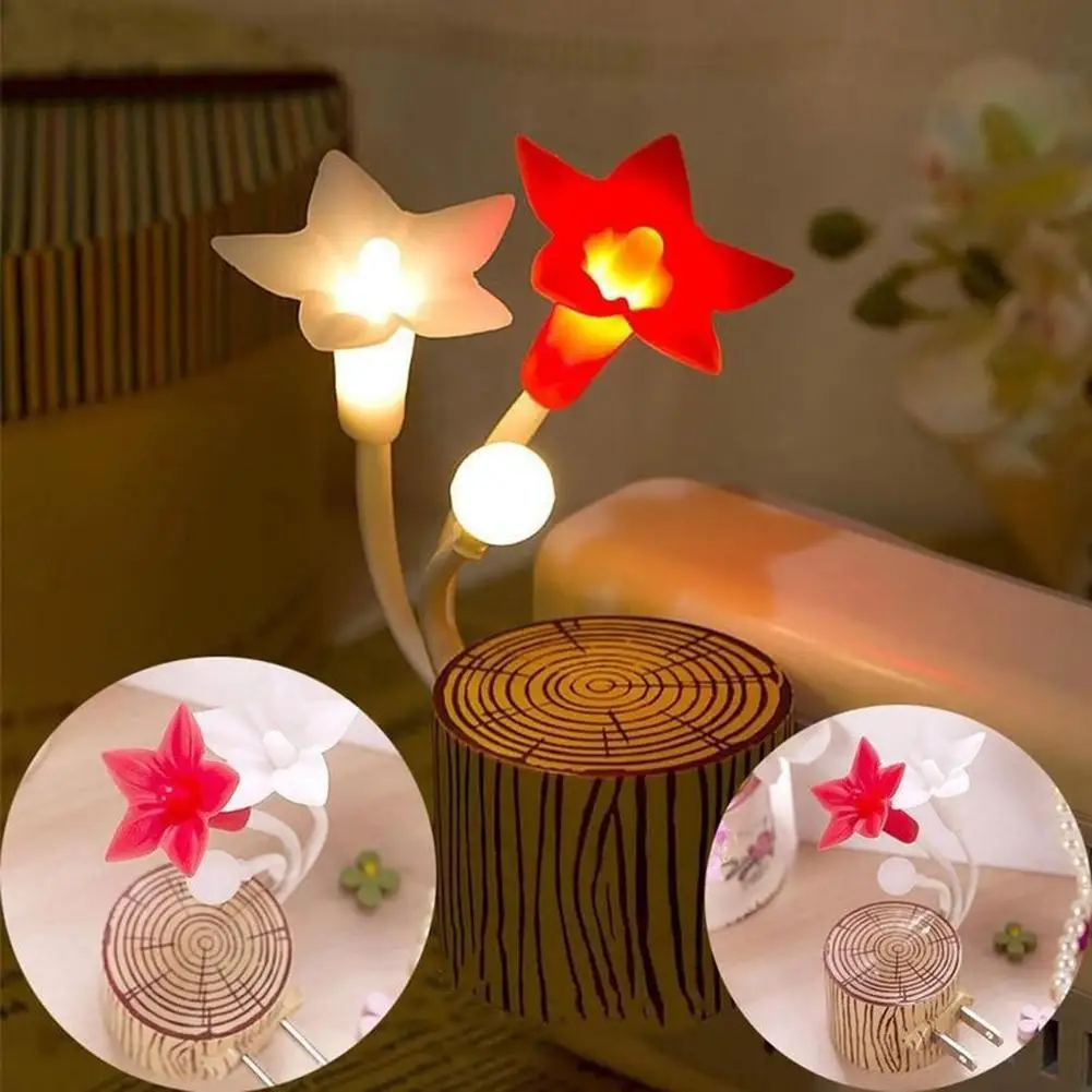 

Flower LED Night Lamp Light Sensor Control Wall Bedroom Home Decoration US Plug
