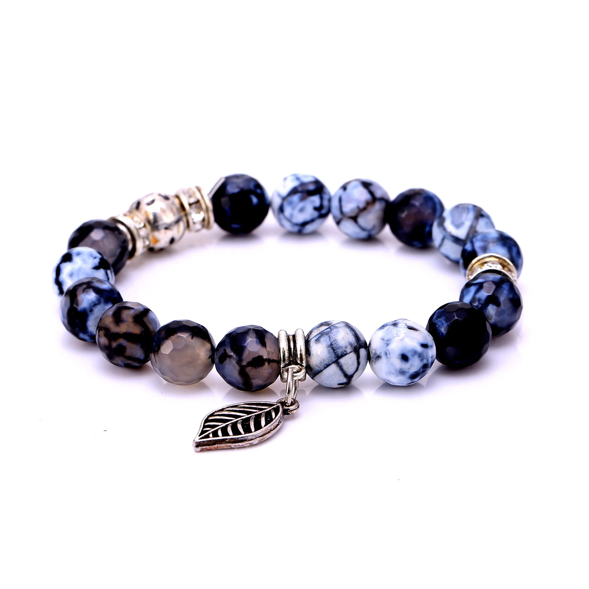 Leaf Friendship Charm Bracelets & Bangle For Women Love Natural Stone