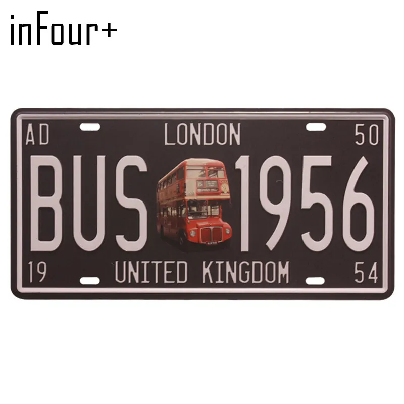 [Infour+] автобус-1656 London пластина металлическая пластина номер автомобиля Олово Вход Бар паб кафе Home Decor металлический знак гараж живописи бляшек знаки