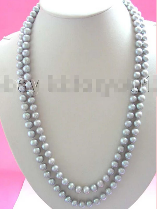 

>>>>>Longest 48" Natural 10mm Round Gray Pearl Necklace!
