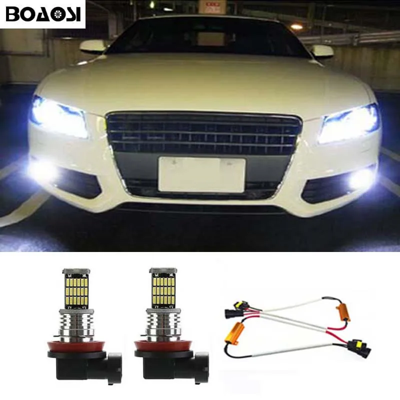 BOAOSI 2x H8 H11 Samsung 4014SMD LED Fog Light Driving Bulb + Canbus Decoders Error Free for Audi A3 A4 A5 S5 A6 Q5 Q7 TT BOAOSI 2x H8 H11 Samsung 4014SMD LED Fog Light Driving Bulb + Canbus Decoders Error Free for Audi A3 A4 A5 S5 A6 Q5 Q7 TT