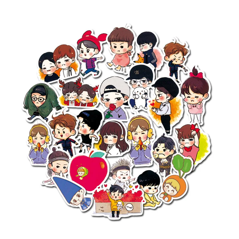 td zw 100pcs cartoon exo stickers handpainted q version sticker for snowboard luggage car fridge car styling laptop stickers stickers aliexpress