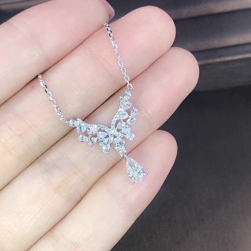 EDI роскошное свадебное ожерелье с настоящим бриллиантом 0.3ct GIA грушевидная огранка натуральный бриллиант 18K Белый Золотой кулон, украшения в подарок