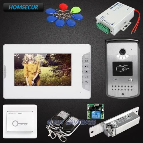 

HOMSECUR 7inch Video Door Phone with Keyfobs Unlocking Camera for Home Security + Strike Lock