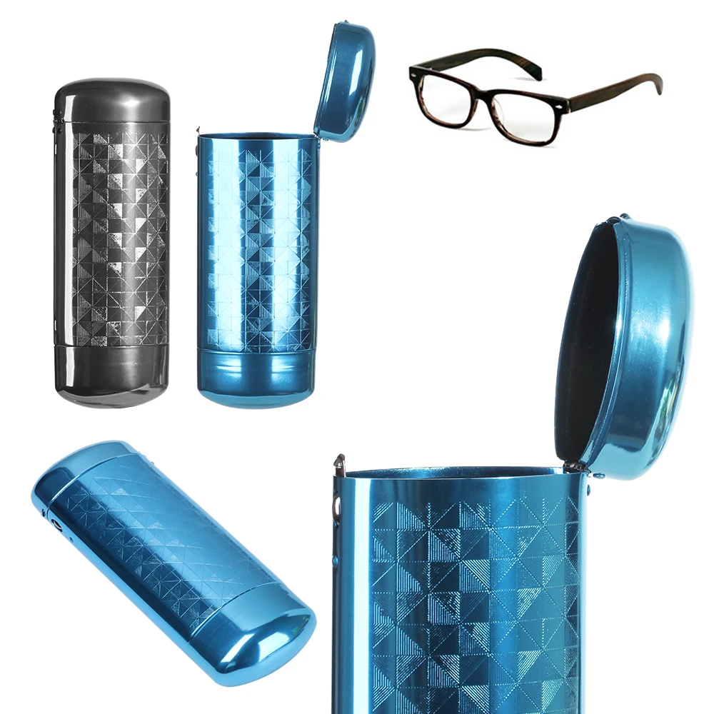 1Pc New Fashion Hard Metal Aluminum Lattice Glasses Case Capsule Flip Top Eyeglasses Case Protector For Glasses Storage Tools