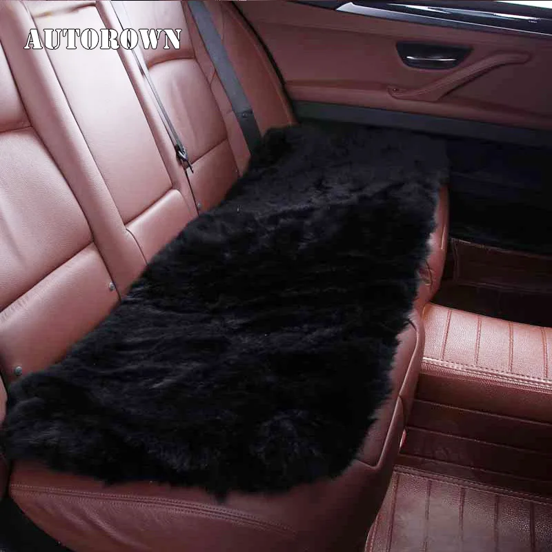 AUTOROWN Car Seat Cover Set Cushion Universal Size Basic Function Natural Sheepskin Long Fur Super Soft Auto Accessories