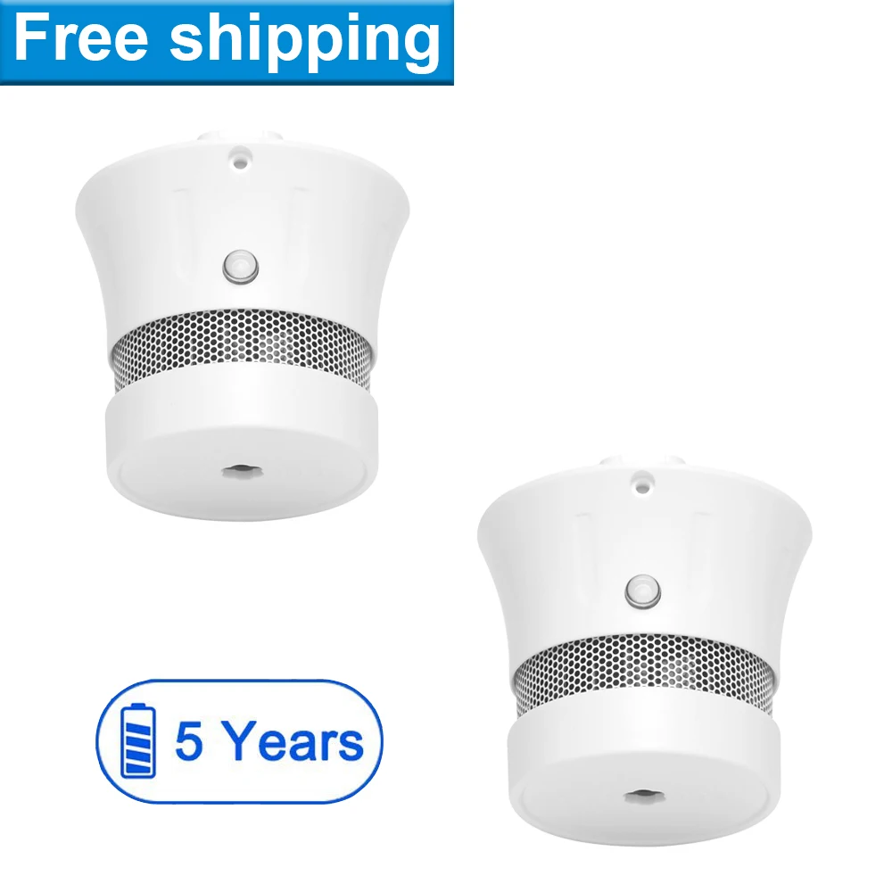 

CPVan 2PCS Smoke Detector, EN14604, CE Certified Smoke Alarm Sensor with 5-Year Battery Life and Photoelectronic Fire Alarm