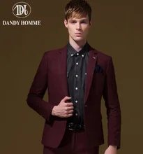 Men Red Stripe Formal Suit Jacket Single Button Super Slim Young Man Spring Autumn Outerwear Business Wedding Groom Blazer Top