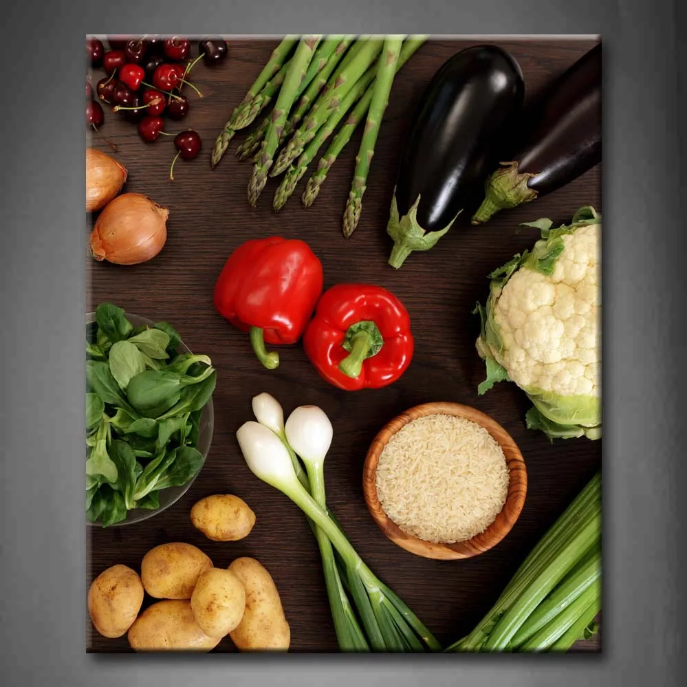 1 картина в рамке Настенная овощи фрукты здоровые продукты печать на холсте