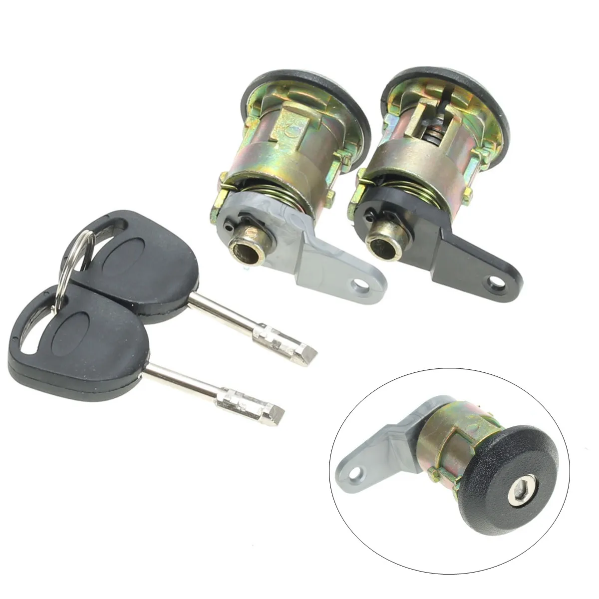 1 Set Front Door Lock Barrel Keys Set For Ford for Fiesta 1995 2002 KA 1996 2008 Courier Escort