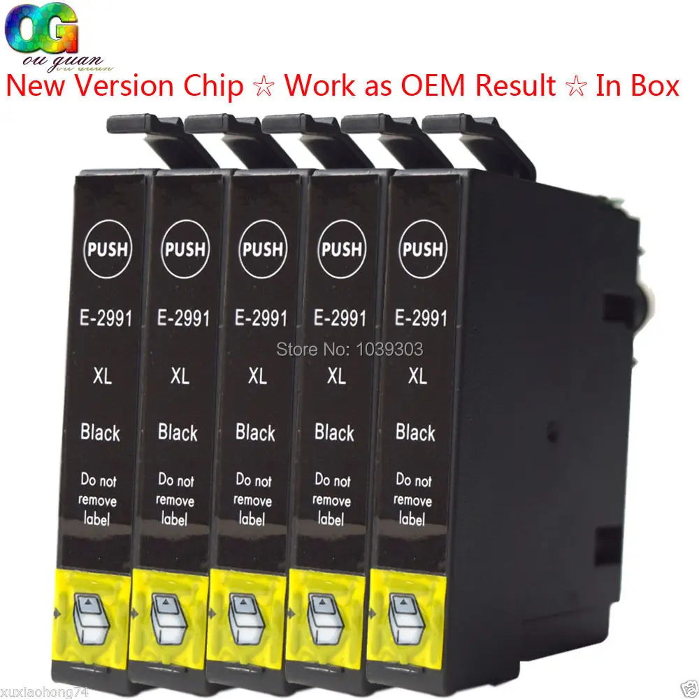 

5 x совместимый картридж с черными чернилами 29 T29 XL для EPSON XP-235 XP-332 XP-335 XP-432 XP-435