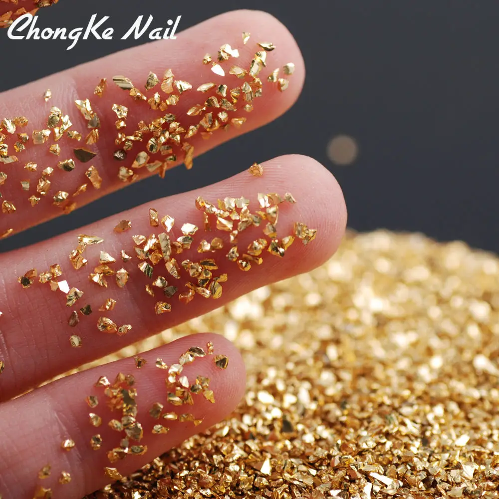 50 г 15 цветов дизайн ногтей дробленое стекло порошковое украшение разбитые блестки для украшения ногтей порошок 3D Стразы для украшения ногтей - Цвет: gold
