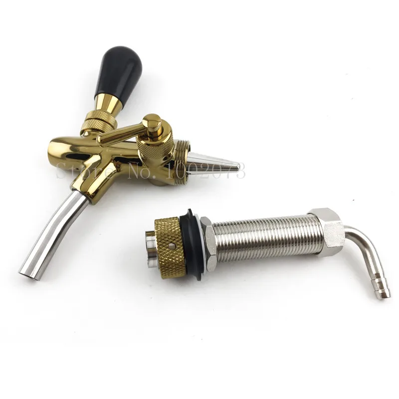 

Adjustable Flow Control Draft Beer tap faucet with long shank golden plating,- Keg Tap Kegerator Spout Homebrew Beer Making