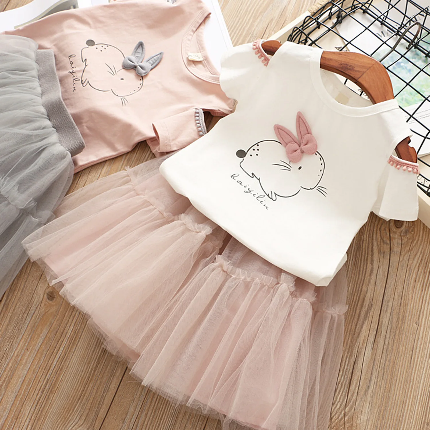 

Summer New Girl clothes sets 2019 children fashion cotton cartoon t-shirt+skirt 2pcs suit for girls kids casual clothing outfits
