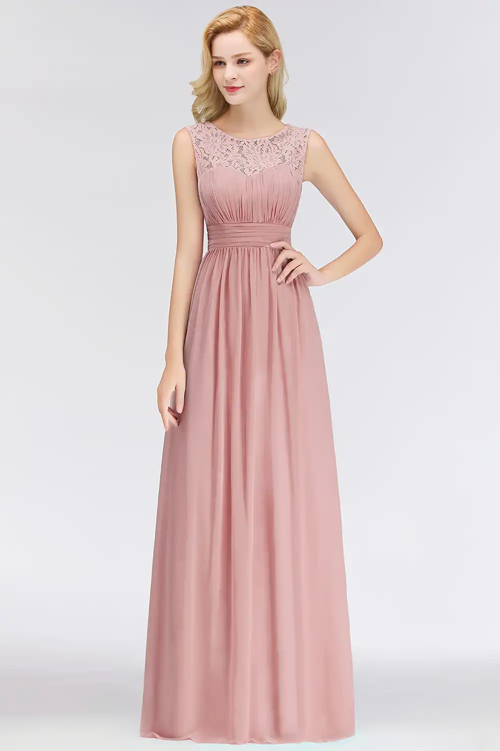 dusty pink long dresses uk