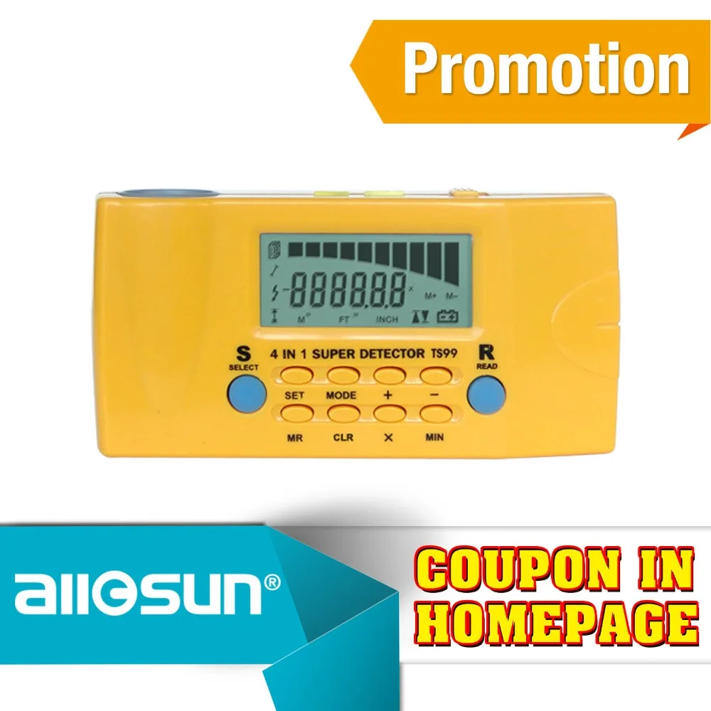 

All-sun Ultrasonic Rangefinder Distance Detector Household Detector Stud/Metal/AC Voltage/Distance Laser detector 4in1 TS99