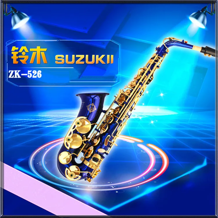 

Saxophone Suzuki Top music Japan E-flat Alto Saxophone Professional Eb Blue gold key Sax Mouthpiece With Case and Accessories