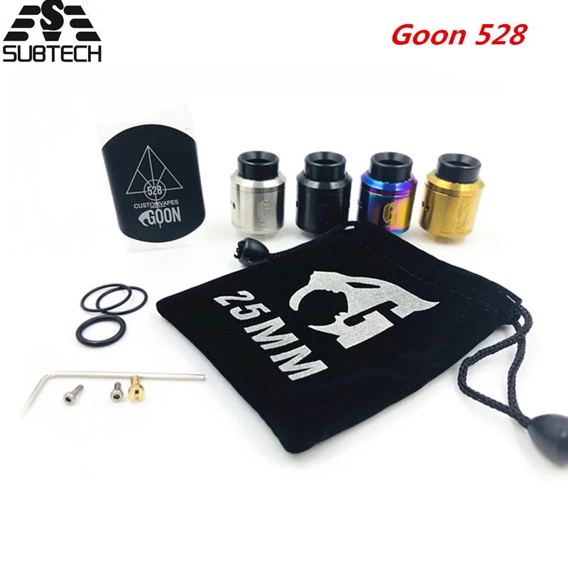 

Newest Goon 528 25 RDA Atomizer with Wide Bore Drip Tip Electronic Cigarette Atomizer 25mm for E-cig Vaporizer vape