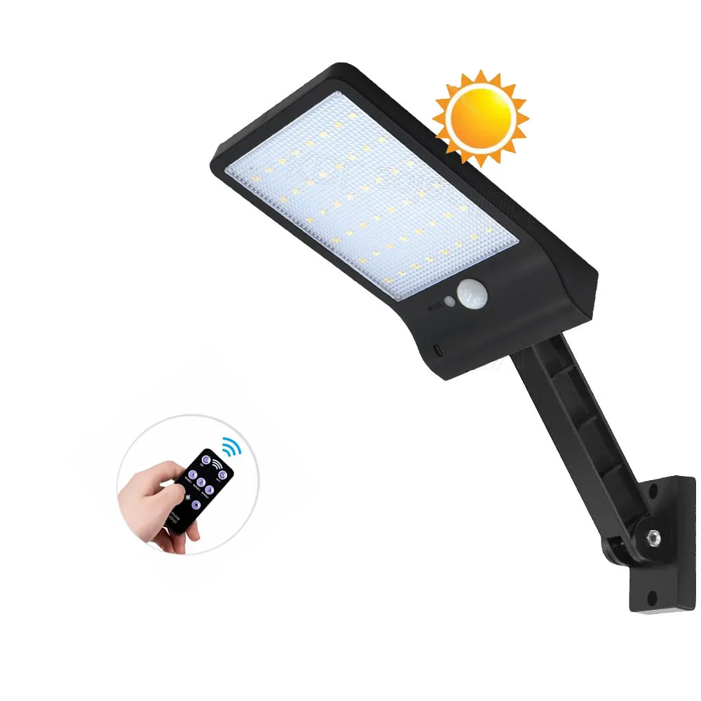 

remote control rotate bracket solar street light 48 LED Solar Light Three Modes Black White Waterproof Outdoor Garden Wall Fence