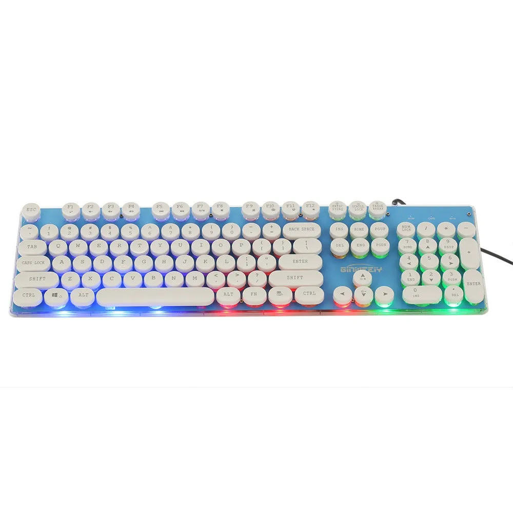 VOBERRY цветной трещины светодиодный usb-кабель с подсветкой ПК Радужная игровая клавиатура Панк Ретро маленький круглый ключ