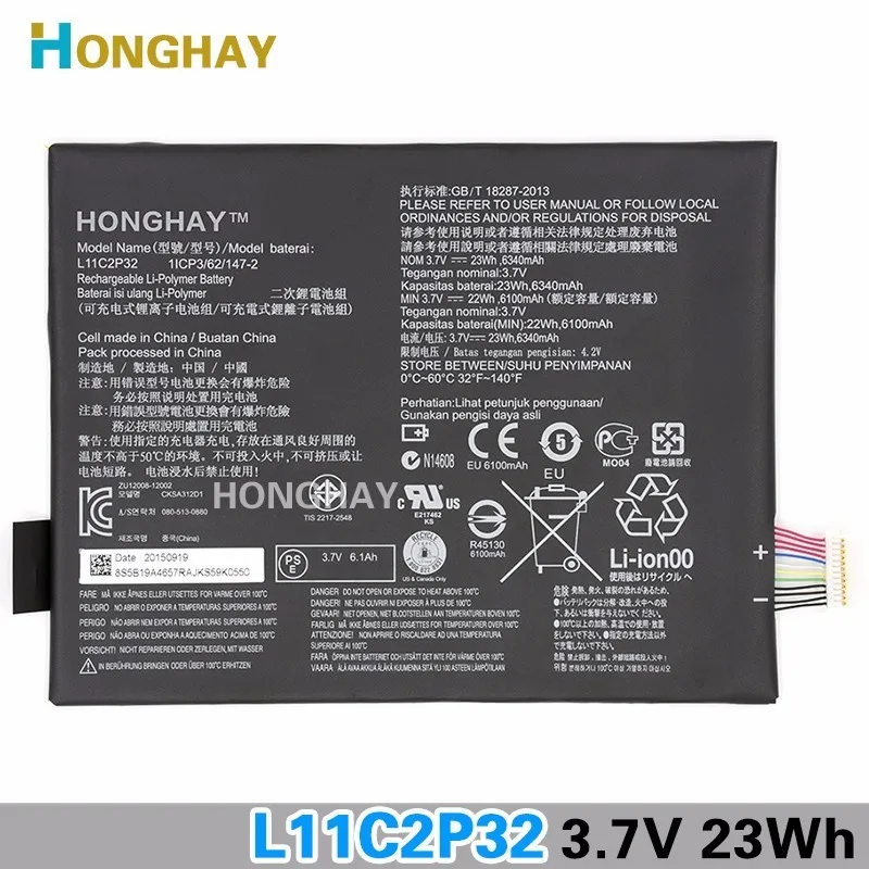 Honghay L11C2P32 L12D2P32 планшет аккумулятор для Lenovo IdeaPad S600H S6000 S6000-F S6000-H A7600 A7600-H A7600-F A10-80 A10-80HC ПК