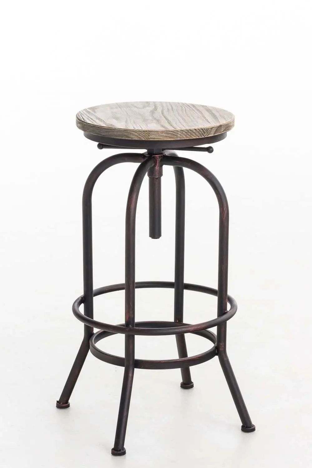 Bar stool in retro industrial look | Metal stool with solid wooden seat | Adjustable height chair | with Footrest | Bronze Bar stool in retro industrial look | Metal stool with solid wooden seat | Adjustable height chair | with Footrest | Bronze