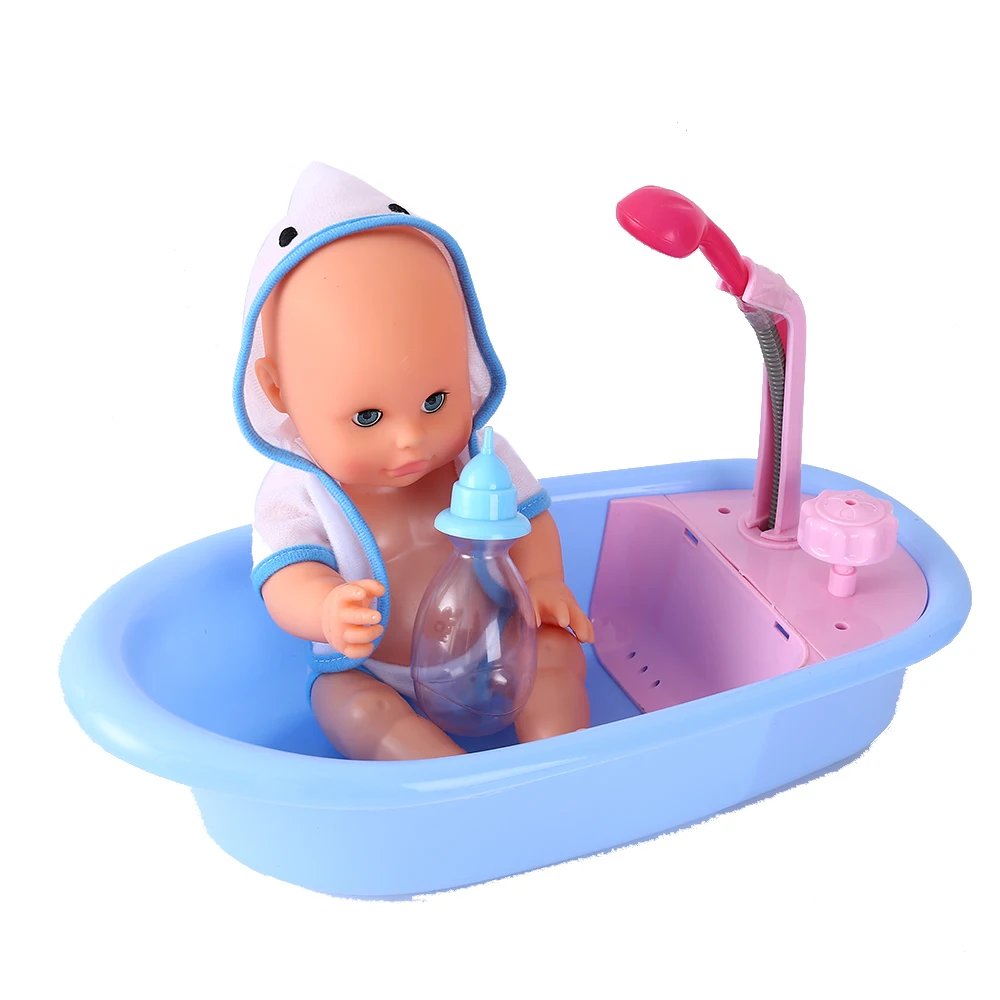 Children's Simulation Play Suit Baby Shower Bath Toys Bathroom Mini Doll Drink Water Baby Doll Play House Set For Children