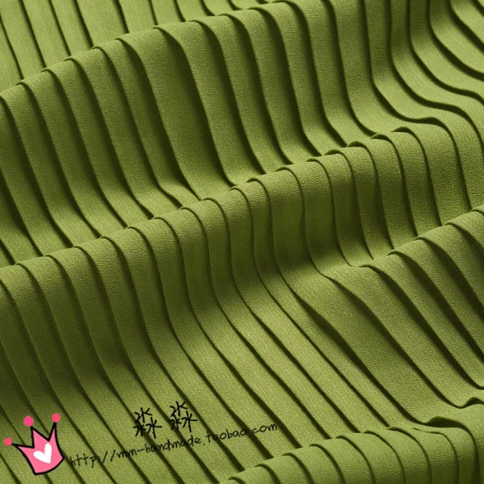 Плиссированная ткань шелколето крутая жемчужная пряжа ткань маття зеленый Органическая плиссированная мятая Снежная прядильная полудлина ткани