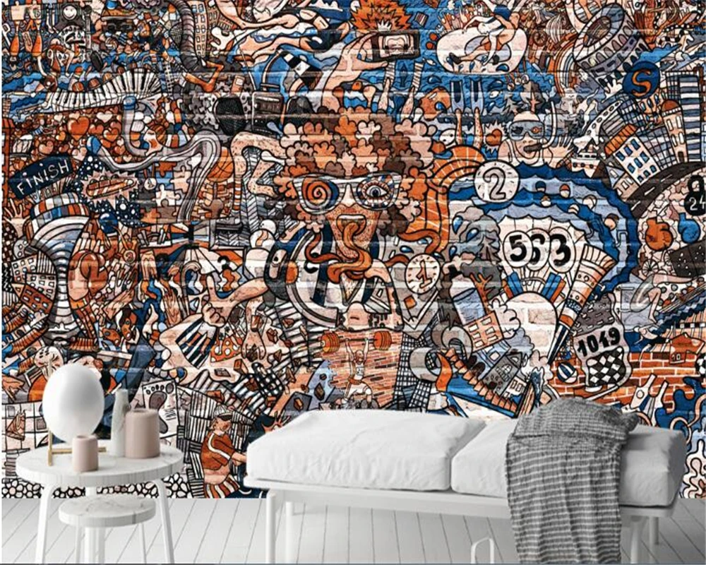 

beibehang wallpaper for walls 3 d Papier peint mural 3d fashion creative graffiti wallpaper wallpaper home decoration Vinyl wall