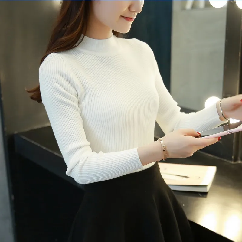 

Korean Style Knit Women Sweater Tops Femme Autumn Women Long Sleeve Pullover Women Basic Sweaters Women Tops