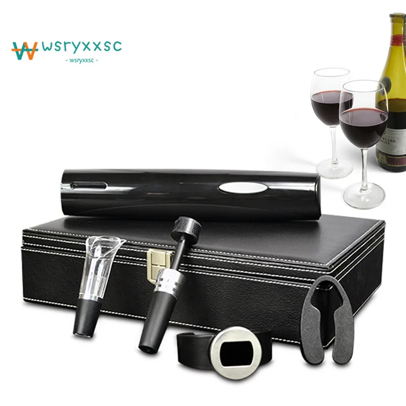 

Top Electric Wine Bottle Opener with Vacuum Wine Stopper Cordless with Foil Cutter Pourer Wine Temperature Ring Barware Gift Box