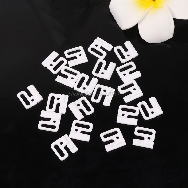 

10 x Craft Plastic Rectangle Tap Hooks & Clasp Sewing On Swimsuit Bra