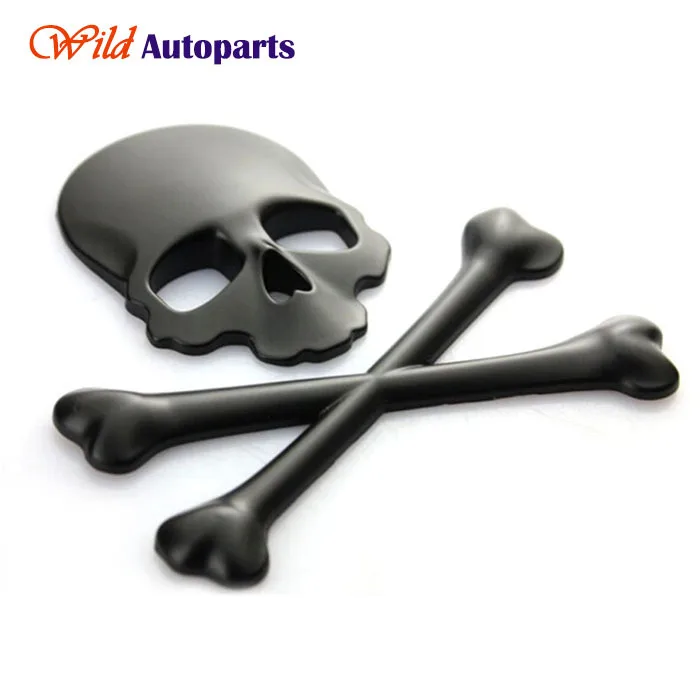 Metal Black Skull Head Crossbones Rear Tailgate Em...