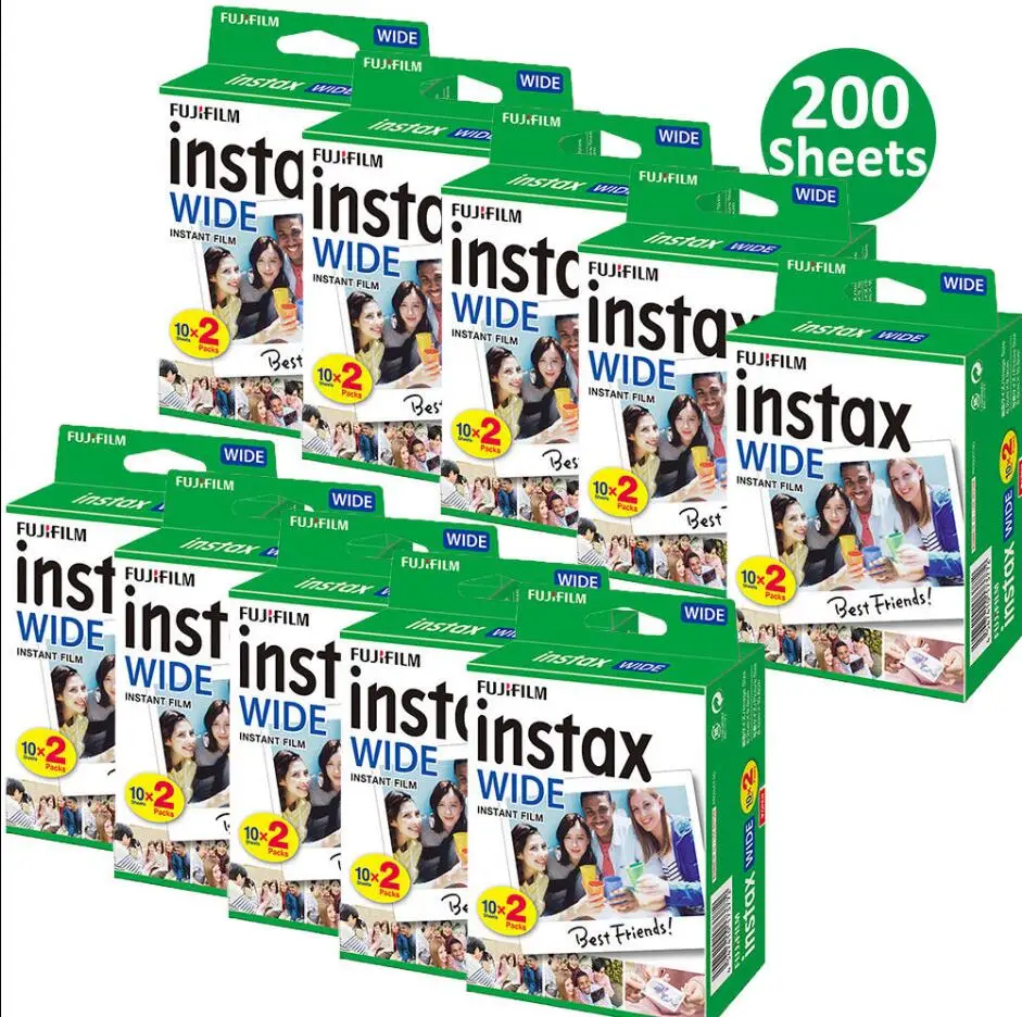200 Sheet Фотобумага для фотоаппарата моментальной печати Fujifilm Instax WIDE 210 200 300 100 500AF 10/20/40/60/80/100 листов Instax WIDE films - Цвет: 200 Sheet