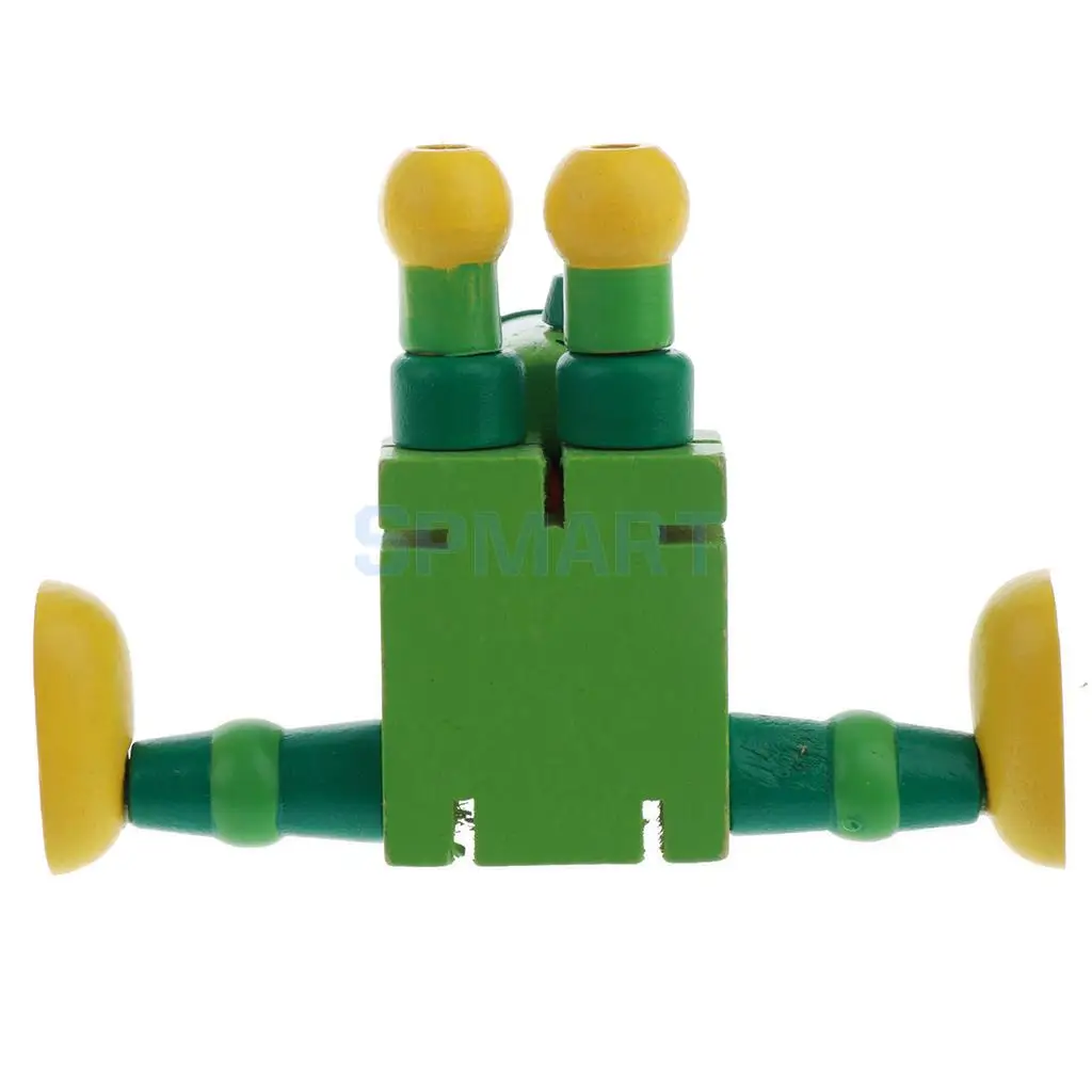 6pcs Wooden Walnut Puppets Robots Action Figure Toys Flexible Joints Poseable for Baby Children Kids Christmas Gifts