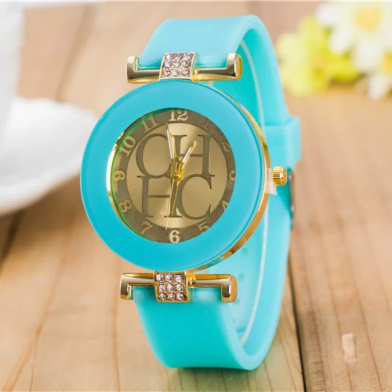 Простой кожаный бренд Geneva повседневные кварцевые часы женские силиконовые часы с кристаллами Relogio Feminino Наручные часы, горячая Распродажа - Цвет: 3