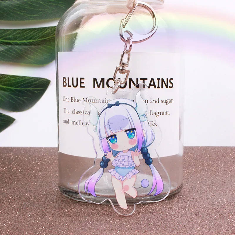 

Anime Miss Kobayashi's Dragon Maid Keychain Japanese Cartoon Kanna Kamui Car Key Holder Chain Pendants Keyring