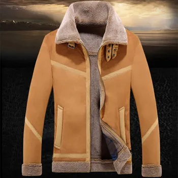 

Winter Men's Leather Coat Lamb Fur One-piece Lapel Leather Jacket Outerwear Men's Motorcycle Suede Thicken Warm Brand Clothing