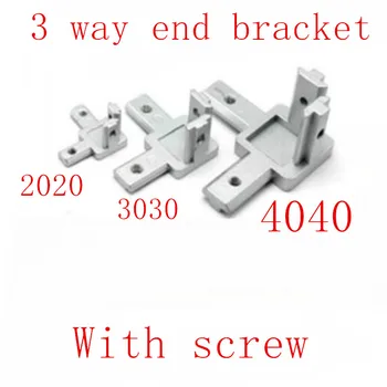 

4pcs/lot 3-Way End Corner Bracket Connector for T slot Aluminum Extrusion Profile 2020/3030/4040 series with screws