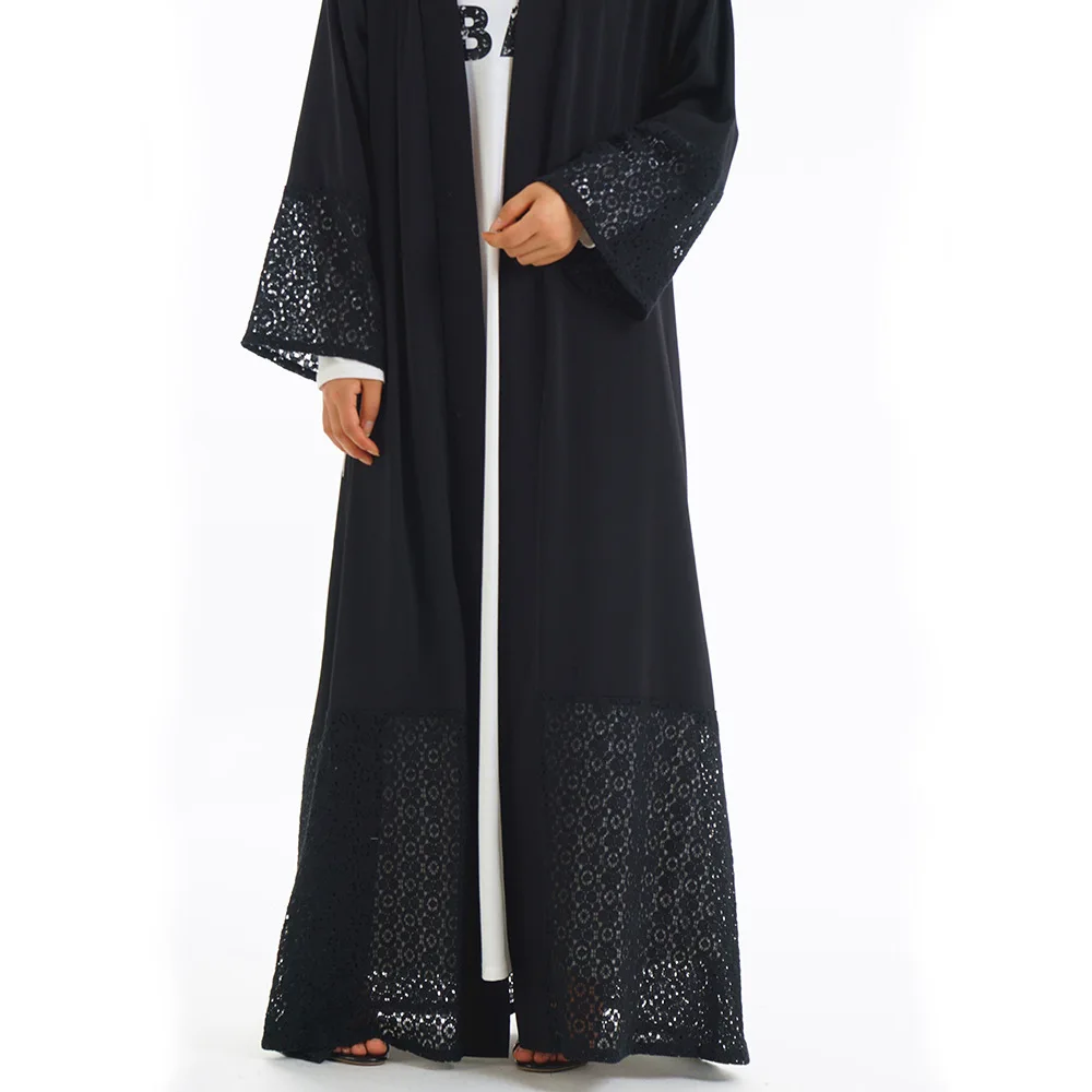 Женское мусульманское платье с открытой передней частью Abaya черное болеро