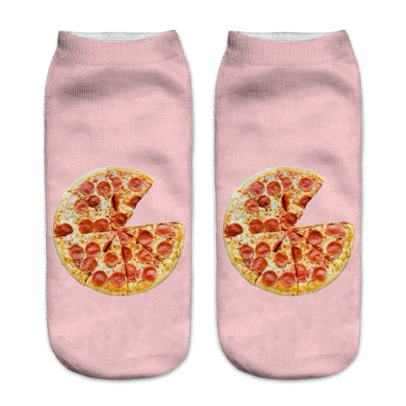 Женские Короткие повседневные забавные весенние брендовые носки с объемным принтом Happy Hot, модные летние осенние женские носки унисекс с рисунком пиццы - Цвет: 7