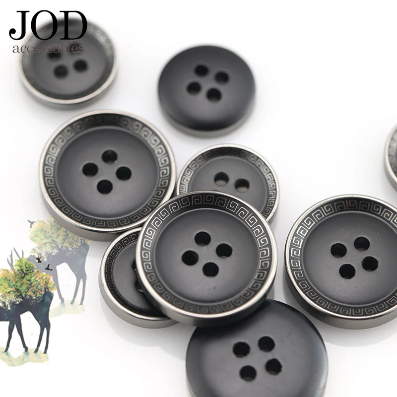 

Size:15-25mm 5pcs Black Silver Resin Buttons for Clothing Decorative Coat Plastic Button Sewing Scrapbooking Accessories JODc